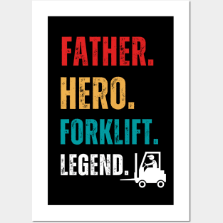 Vintage Father Hero Forklift Legend Retro Forklift Posters and Art